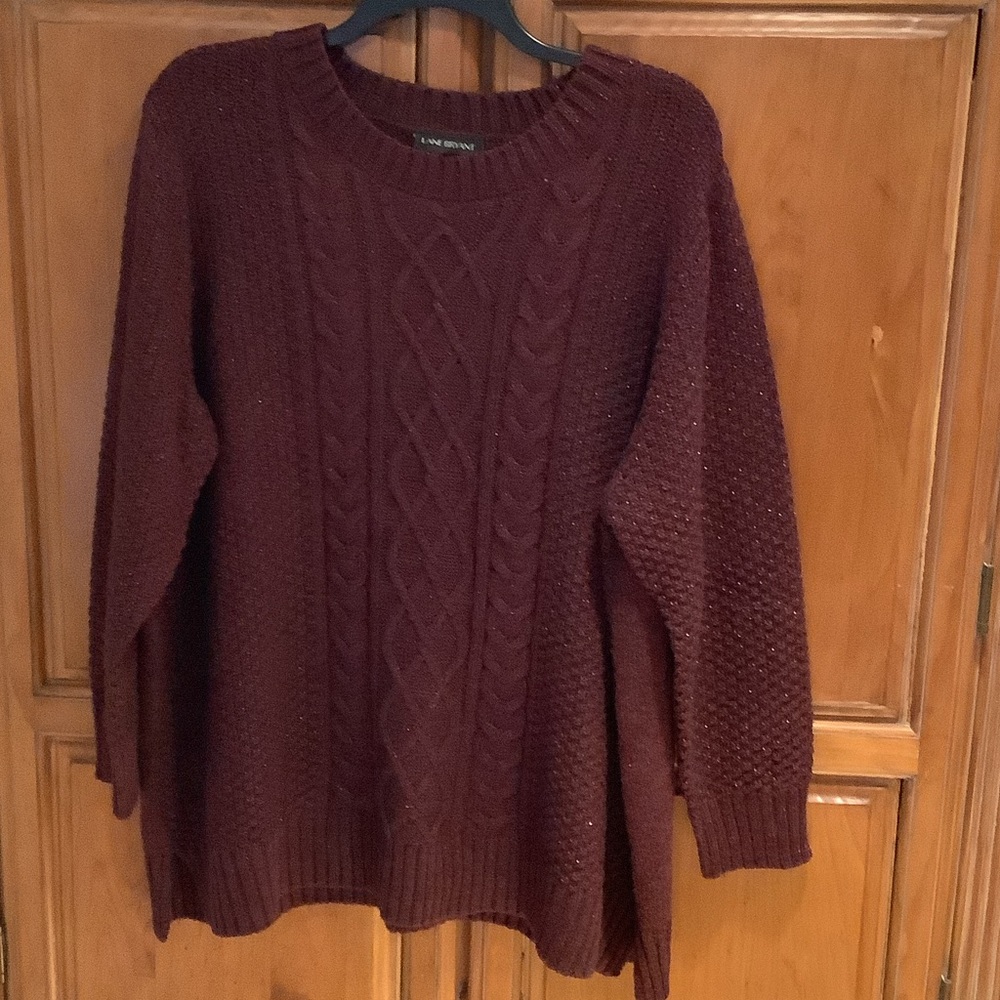 Time and Tru Women's Cable Knit Sweater - Deep Burgundy